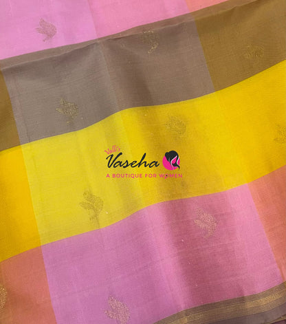 Pure Soft Silk Saree - Partly Pallu -  Half & Half Saree - Pink  - VVPSS088