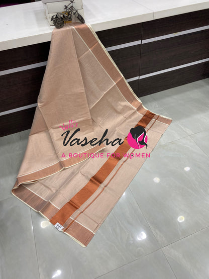 Kerala Copper Tissue Saree  - VVKCS031