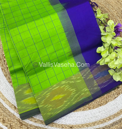 Semi Silk Cotton Saree - Green & Blue - VVSSC001