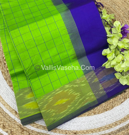 Semi Silk Cotton Saree - Green & Blue - VVSSC001