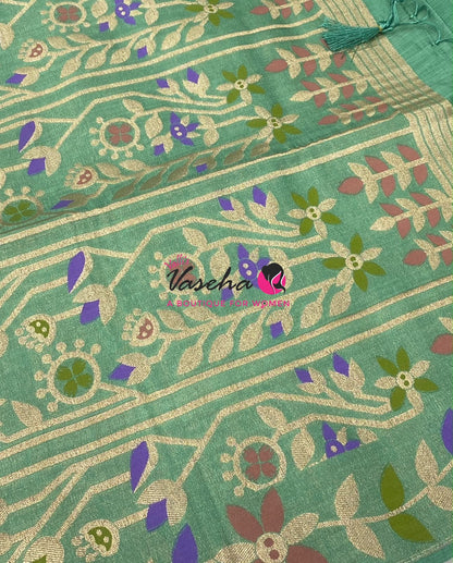 Banarasi - Heritage Meenakari Silk -   Pastel Green Shade - VVBHS016