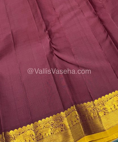 Pure Kanchipuram Silk Saree - Rust Gold & Brownish Wine Combo - VVPS015