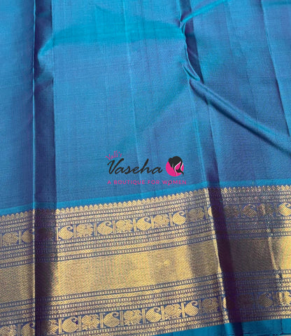 Pure Kanchipuram Silk Saree - Purple & Dual Tone Blue Shade  - VVPS067