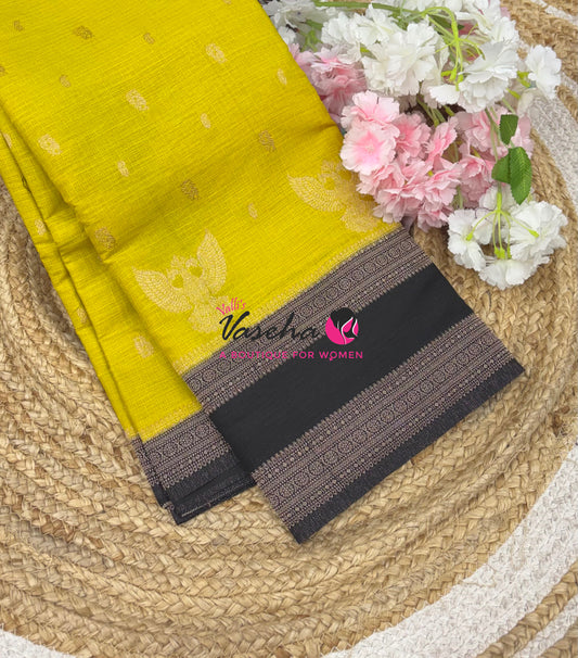 Banarasi - Heritage Silk - Yellow With Black - VVBHS015