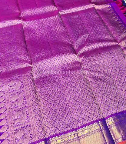 Pure Kanchipuram Silk Saree - Blue & Purple Combo - VVPS011