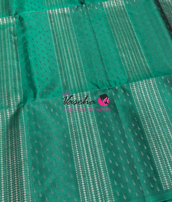 Pure Soft Silk Saree - Border Less  - Dual Tone Green Shade - VVPSS131
