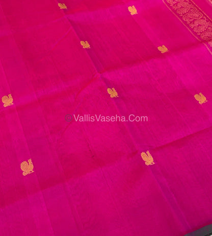 Pure Silk Cotton Saree - Orange With Blue Shade - VVPSC002