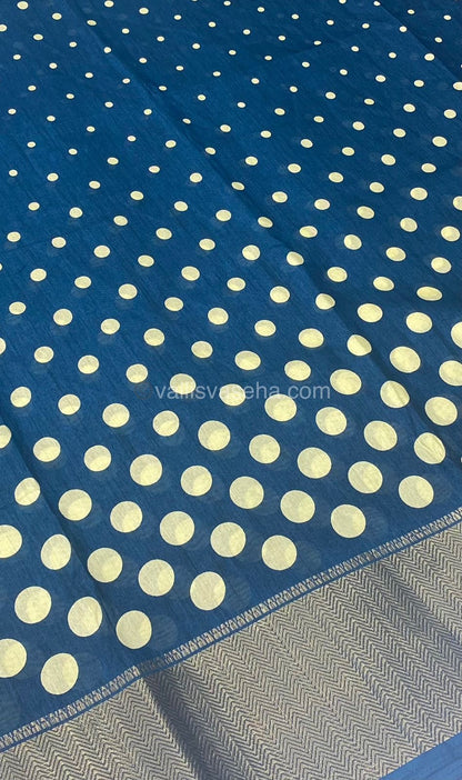 Semi Dola Silk - Polka Dots - Ramar Blue Shade - VVSDS003