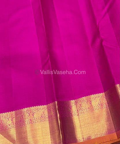 Pure Kanchipuram Silk Saree - Peach With Pink Shade  - VVPS022