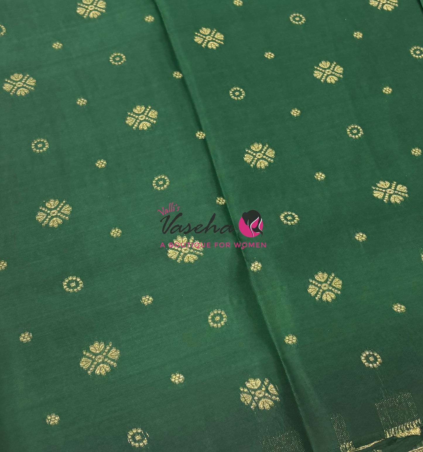 Semi Mysore Crepe Silk  - Green Shade - VVSMC004