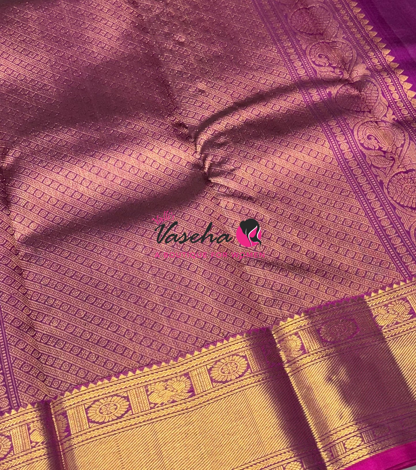 Pure Kanchipuram Silk Saree - Vairavoosi Design  - Purplish Pink Shade - VVPS059