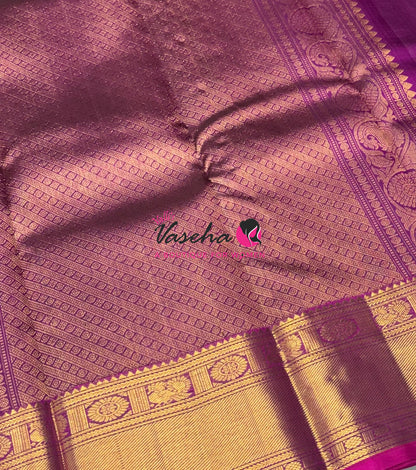 Pure Kanchipuram Silk Saree - Vairavoosi Design  - Purplish Pink Shade - VVPS059