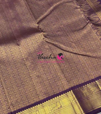 Pure Vintage Korvai Kanchipuram Silk Saree - Light Green & Purple Combo - VVPS072