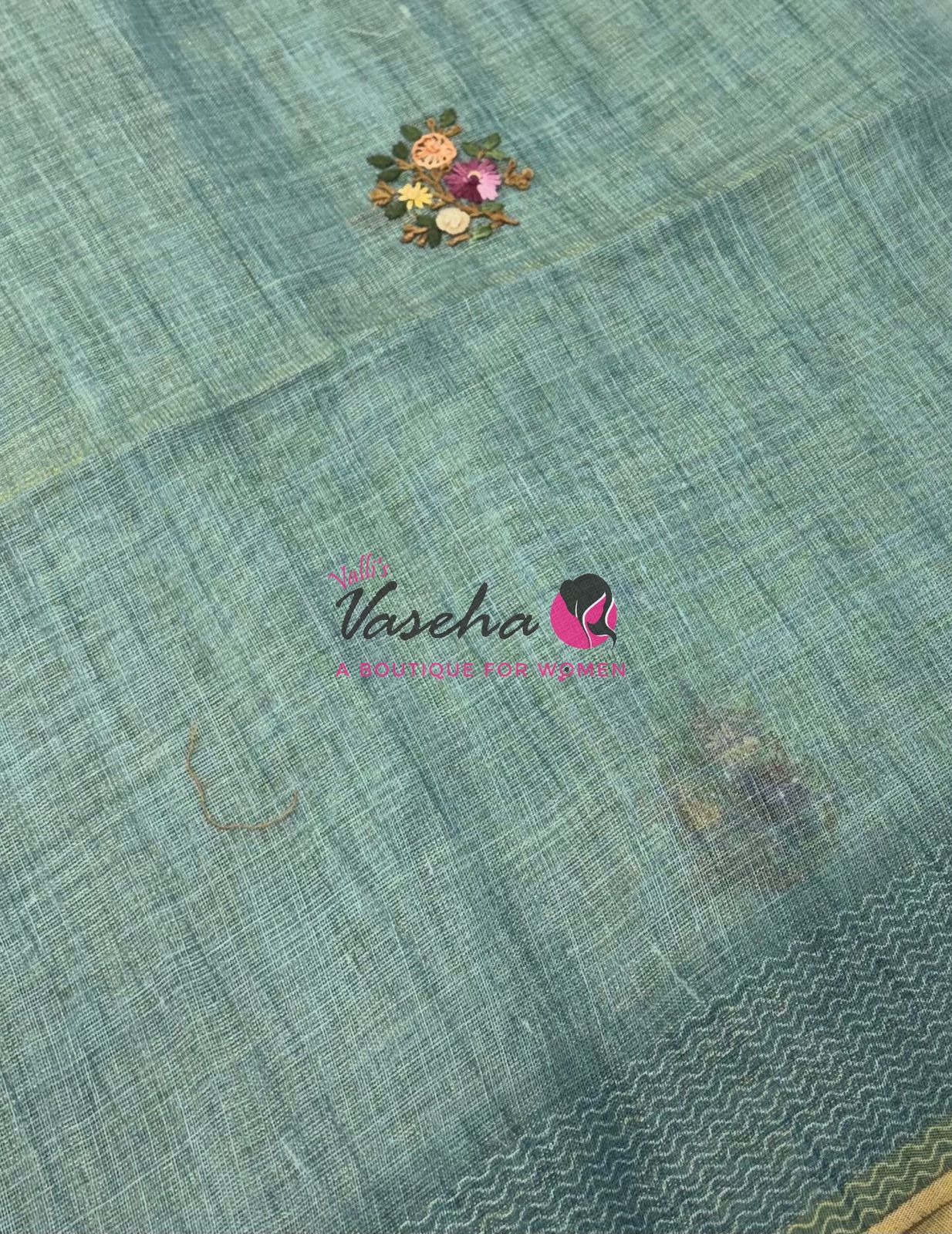 French Knot - Linen Tissue Saree - Blue Shade - VVLFN017