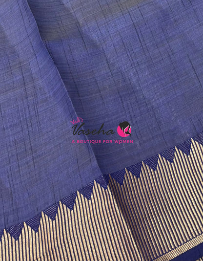 Semi Tussar Silk Saree | Navy Blue  Shade |VVSTS051