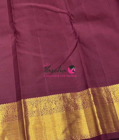 Pure Kanchipuram Silk Saree - Rust Orange & Wine Brown Shade  - VVPS067