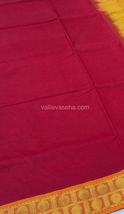 Semi Silk Cotton Saree - Red & Yellow Combo - VVSSC001