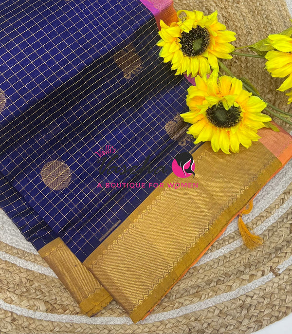 Pure Silk Cotton Saree - Mayil & Chakkaram Design -  Purplish Pink With Yellow Shade -VVMC002