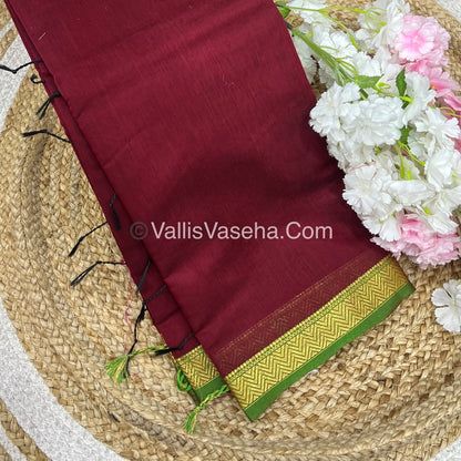 Fancy Mixed Cotton - Maroon With Green Shade - VVFMC005