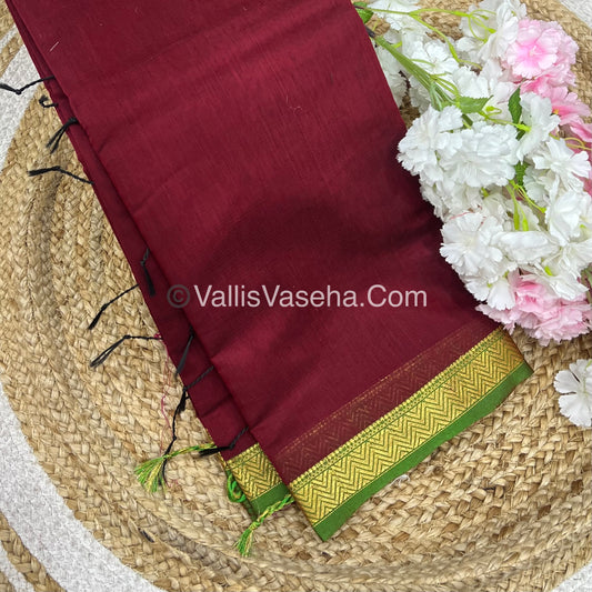 Fancy Mixed Cotton - Maroon With Green Shade - VVFMC005