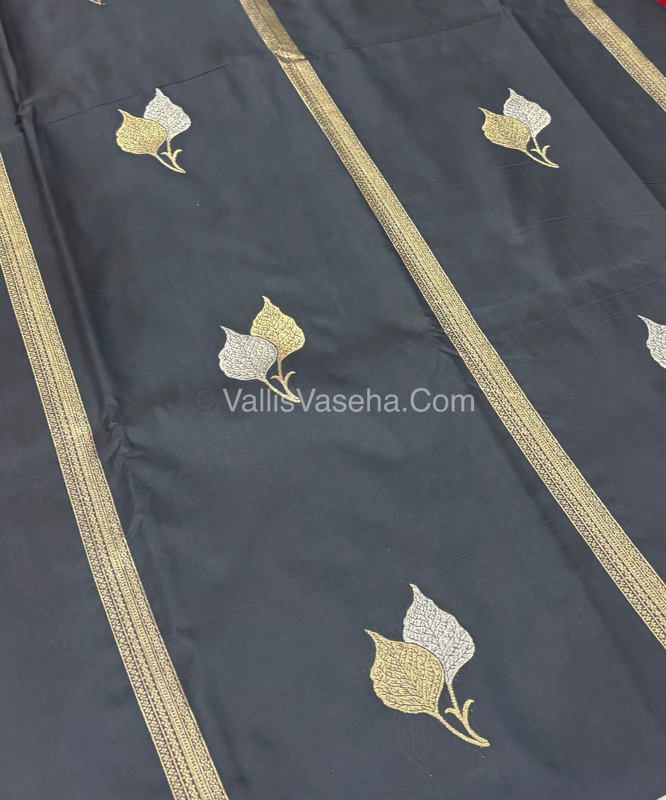 Semi Soft Silk - Border less - Black Shade -VVSSS025