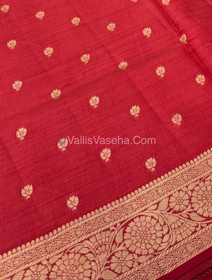 Semi Tussar Silk - Grand Pallu  - Red Shade - VVSTS029
