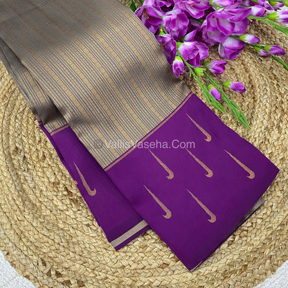 Kanchi Semi Silk - Grey with Purple Blue VVKSS001