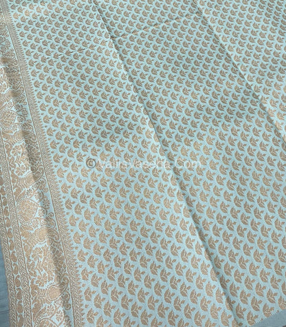 Kanchi Semi Silk - Pink with Sky Blue VVKSS001