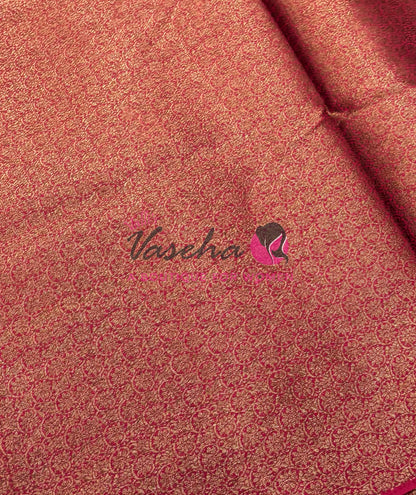 Bamboo Silk Saree- Green with Pink Shade - VVBSS015