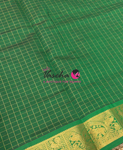 Semi Silk Cotton Saree - Checks Pattern - VVSSC019