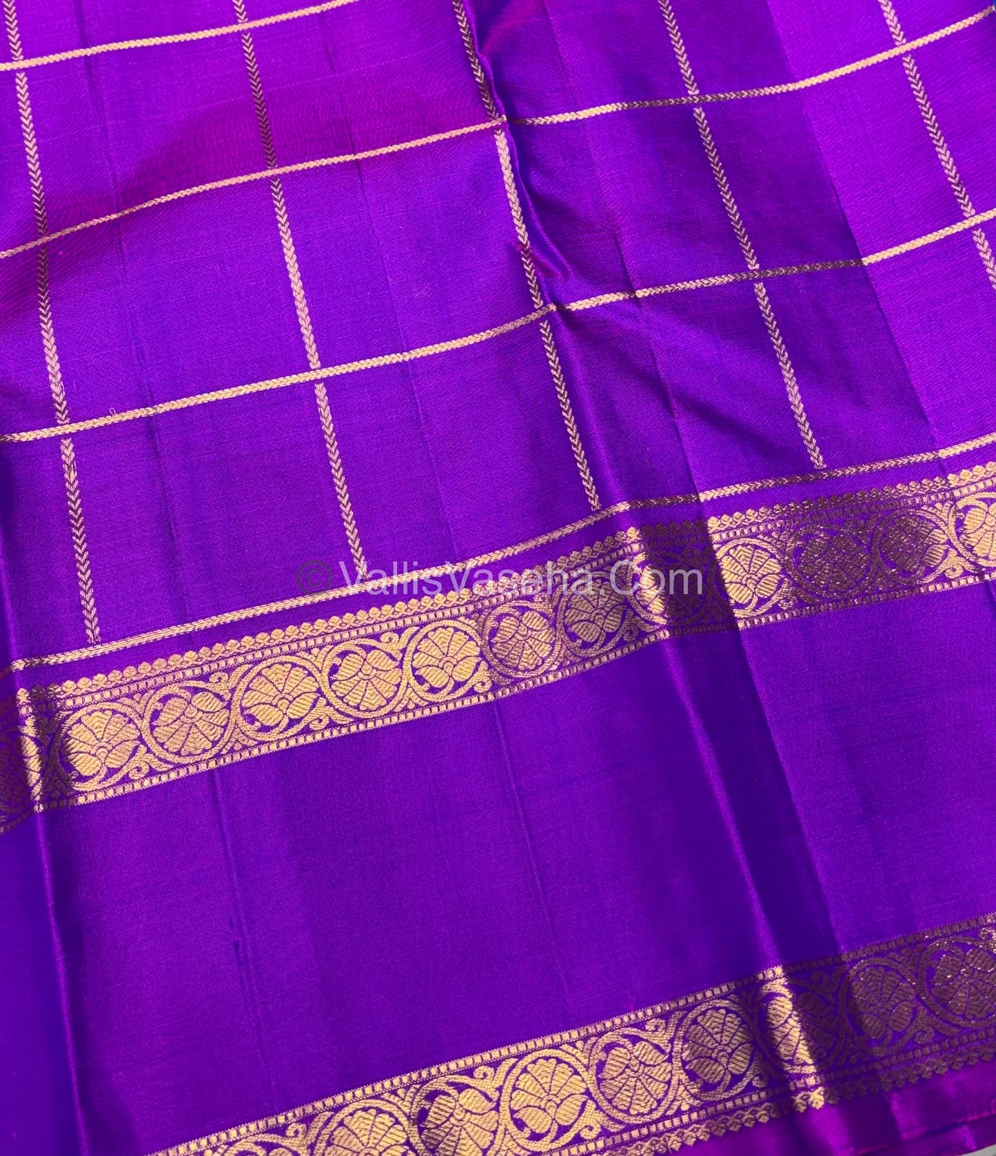 Pure Kanchipuram Silk Saree - Blue With Purplish Pink Combo - VVPS027