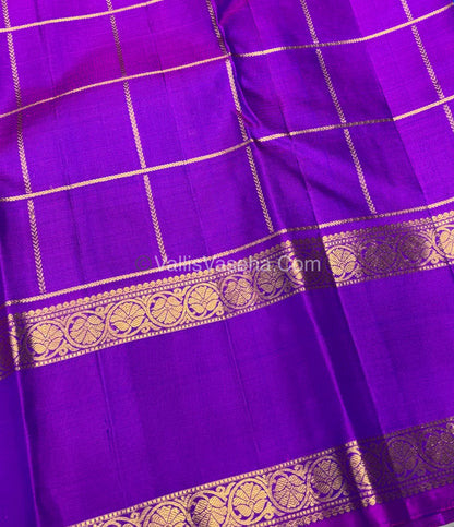 Pure Kanchipuram Silk Saree - Blue With Purplish Pink Combo - VVPS027