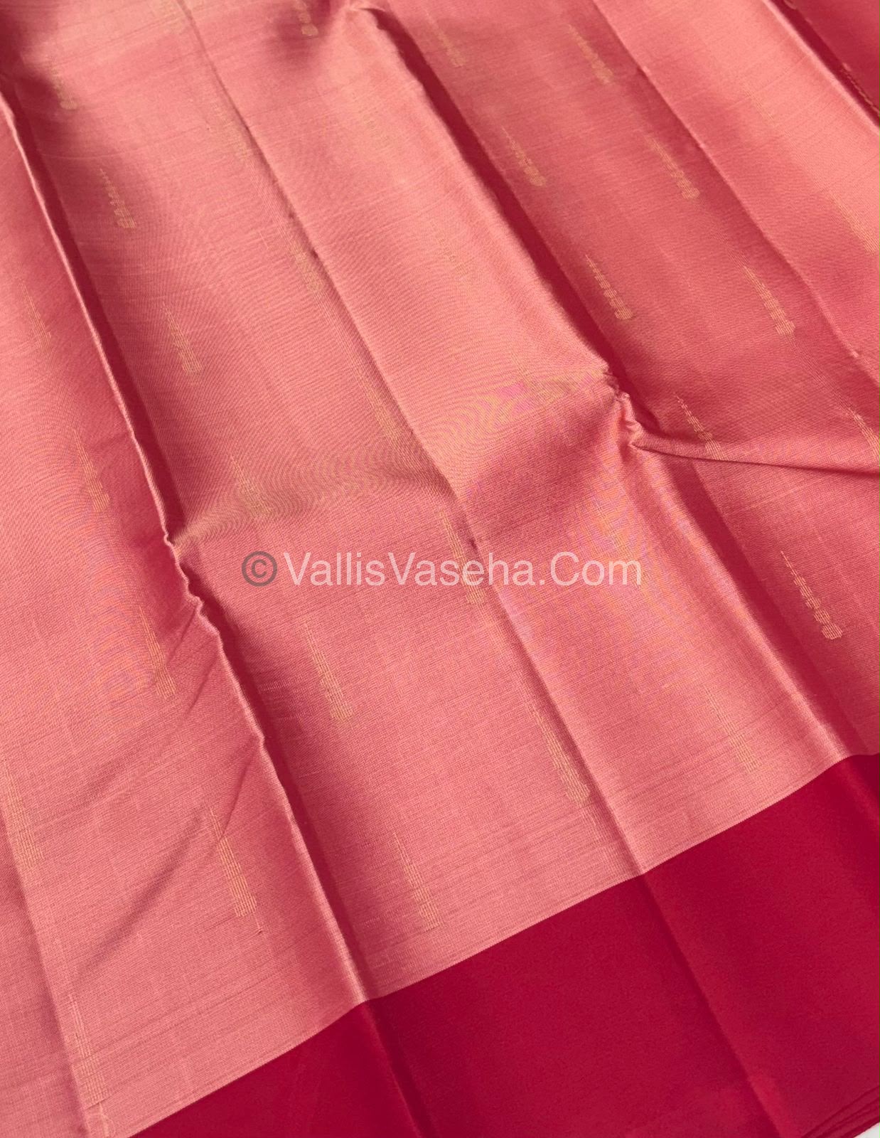 Half Mixed Soft Silk Saree - Peach With Red  - VVPSS073