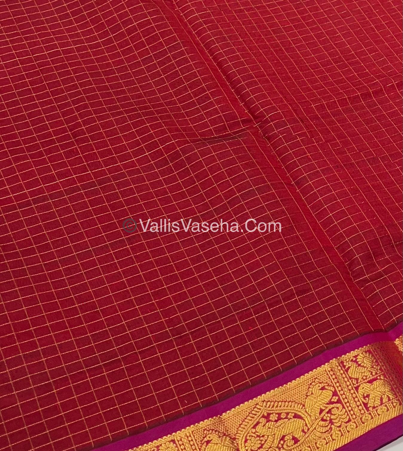 Semi Silk Cotton Saree - Maroon With Purplish Pink shade - VVSSC003