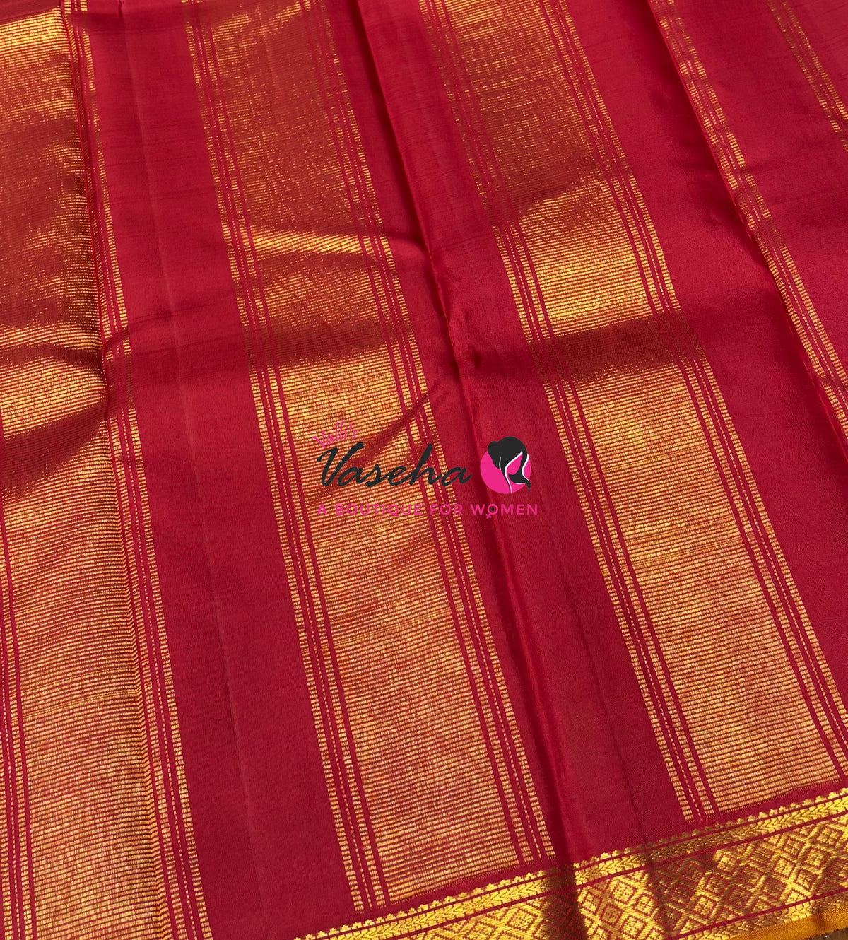 Pure Kanchipuram Silk Saree - Maroon with Red - VVPS031