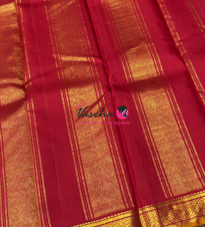 Pure Kanchipuram Silk Saree - Maroon with Red - VVPS031