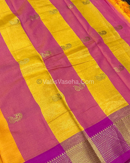 Semi Silk -  Lemon Yellow with Pink Combo VVSS001