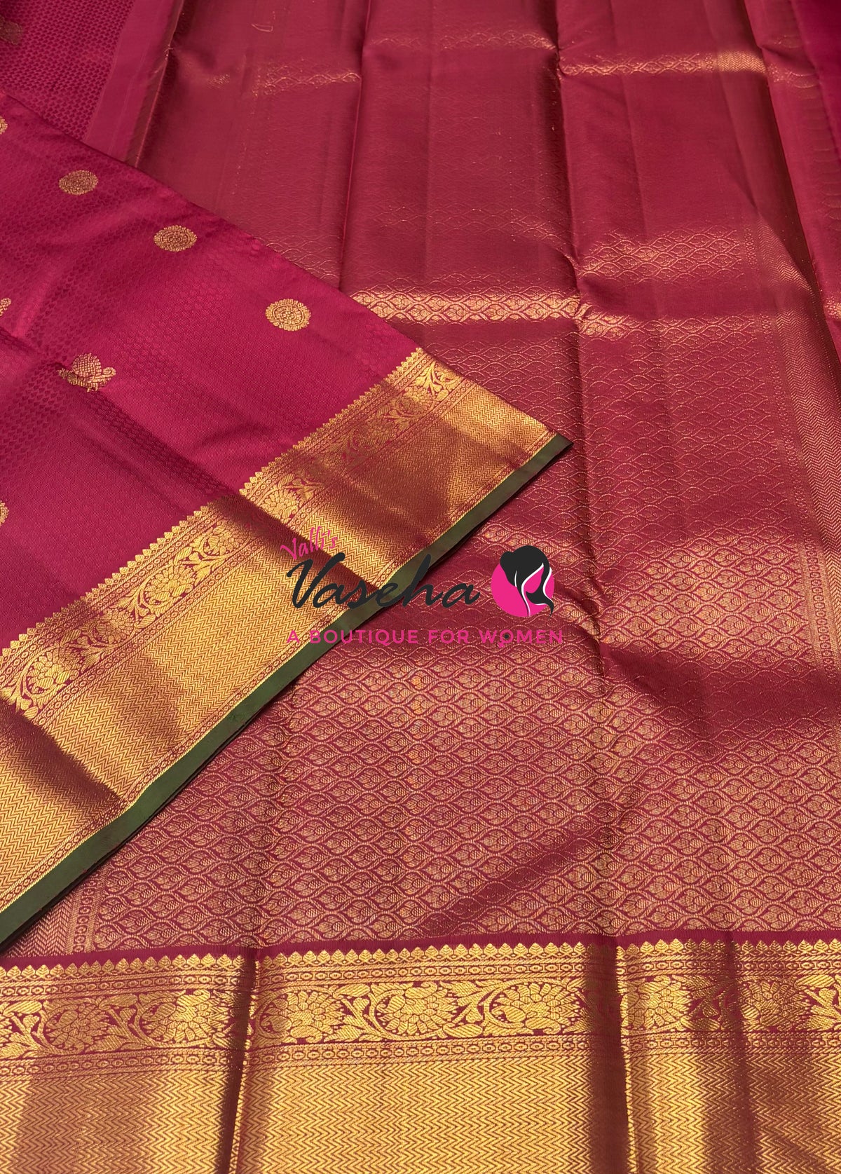 Pure Kanchipuram Bridal Silk Saree - Embossed Design - Maroon Sahde - VVPS023