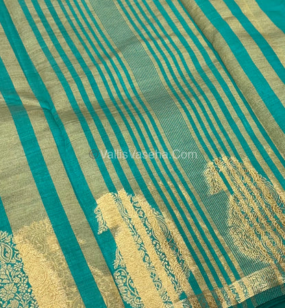 Semi Tussar Silk - Small Mango - Blue Shade - VVSTS002