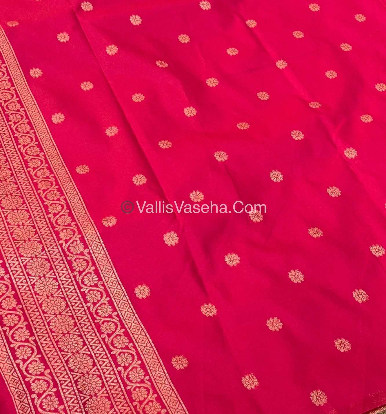 Semi Soft Silk - Flower  Butta Border - Pink Shade -VVSSS016
