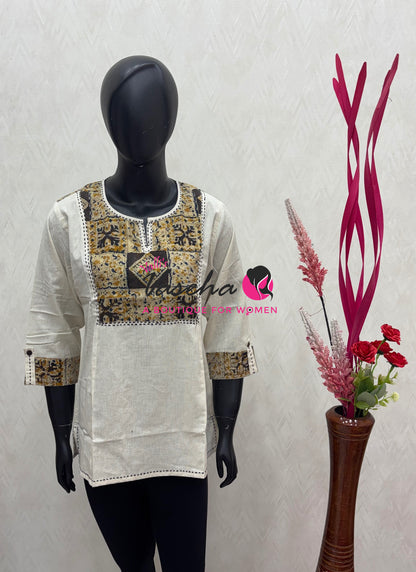 Ready Made - Pure Kalamkari Cotton - Short Kurti - VVRKC003