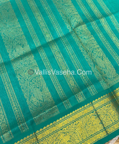 Pure Korvai Silk Cotton - Purple & Turquoise Blue - VVKSC025