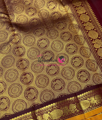 Pure Kanchipuram Silk Saree - Mandhulir Green With Maroon- VVPS031