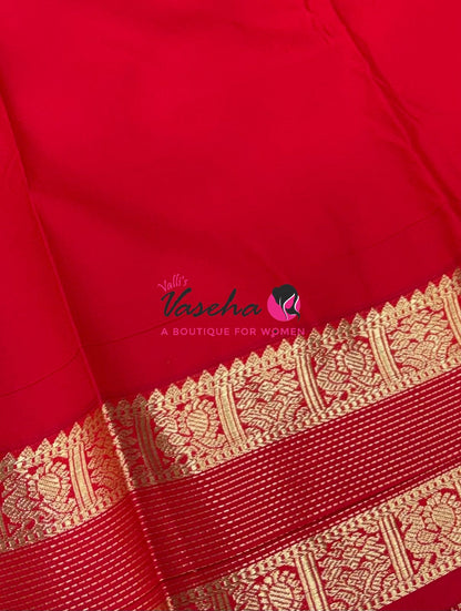 Semi Kanchi Silk  - Brown & Red - VVSKS007