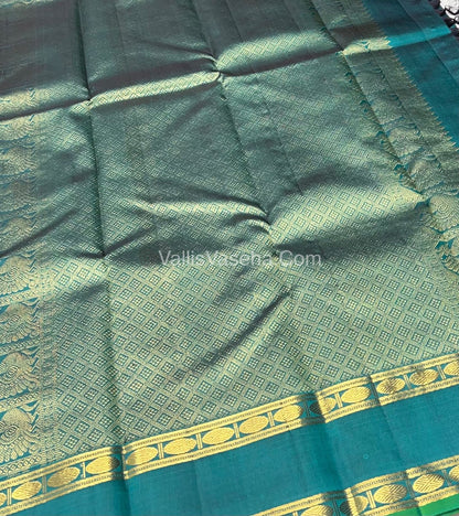 Pure Kanchipuram Silk Saree - Sea Greenish Blue & Light Ramar Bluish Green Combo - VVPS011