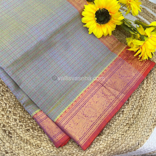 Pure Silk Cotton Saree - Pastal Shade - Lakshadeepam Design - VVPLD001