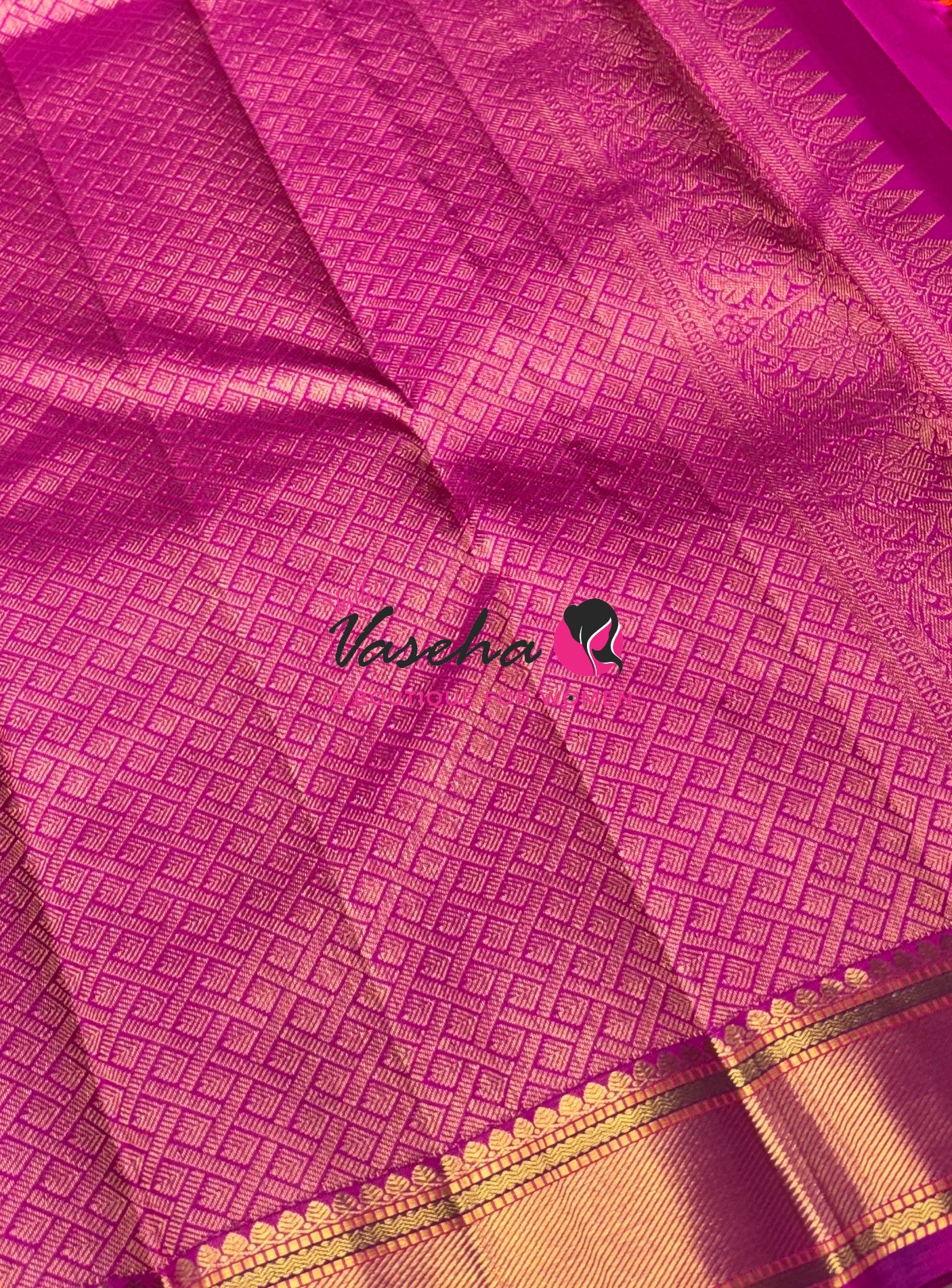 Pure Kanchipuram Silk Saree - Dual Tone Peachish Pink  & Pink  Combo - VVPS040