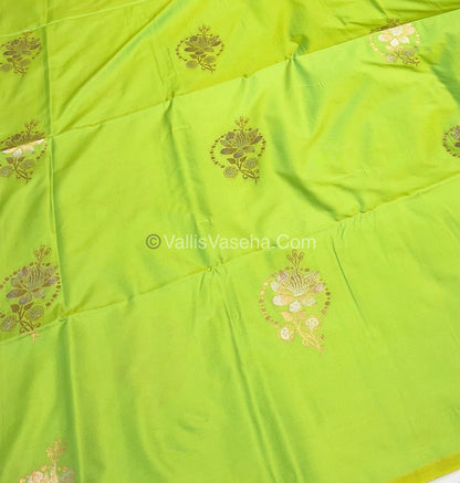 Semi Soft Silk - Border less - Pista Green Shade -VVSSS007