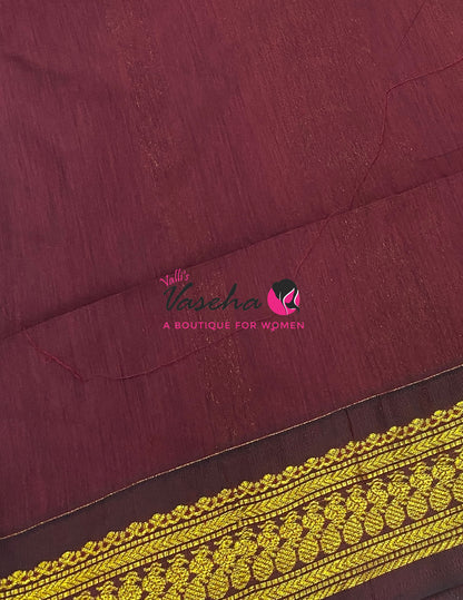 Kalyani Cotton Saree - Mustard Yellow With Maroon Shade - VVKC002