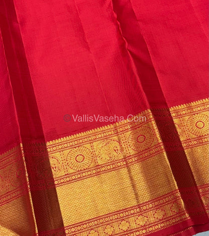 Pure Vintage Korvai Kanchipuram Silk Saree - Blue & Red Combo - VVPS021